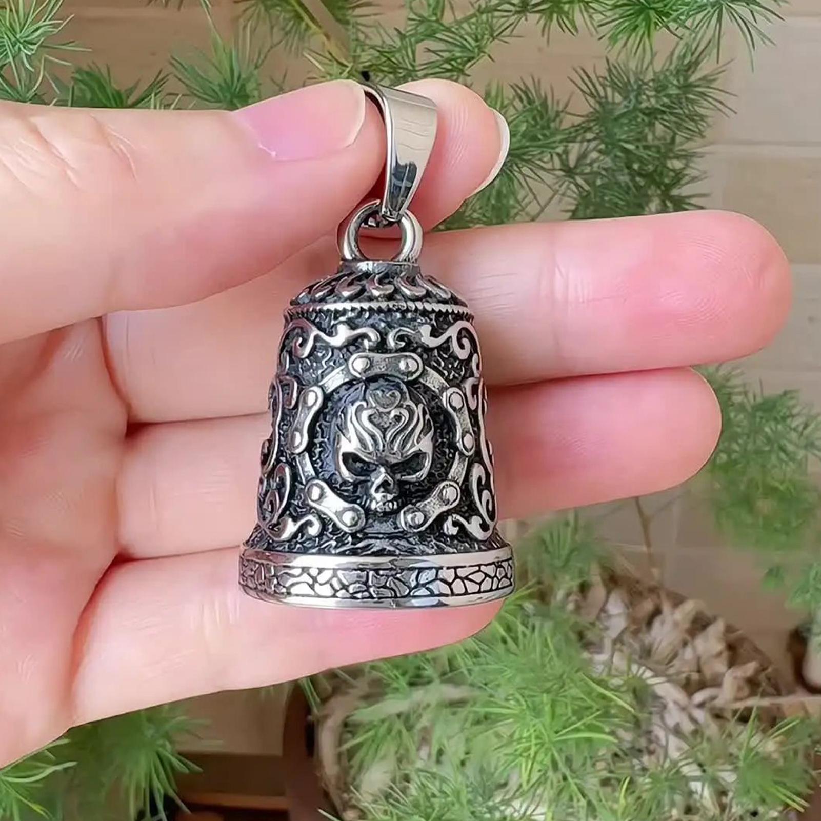 Motorcycle Chain - スカルベルチャームオートバイベル装飾男性ライダー用耐候性バイクアクセサリー手作りライダーキーチェーン飾り