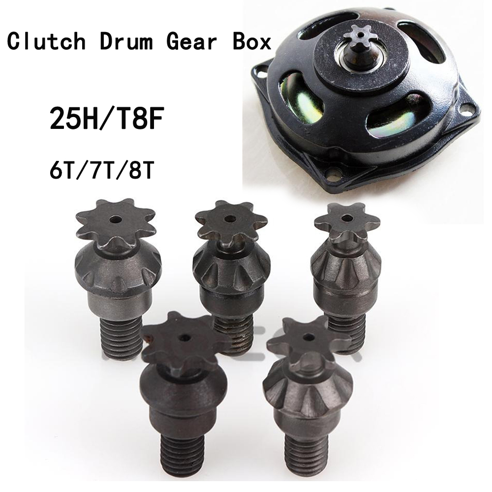 Chain Sprocket Set - ドラムギアボックスフロントスプロケットチェーン,2ストロークポケットバイク,ミニバイク,子供用ATVクワッド,25時間,t8f,6,7,8歯,47cc, 49cc