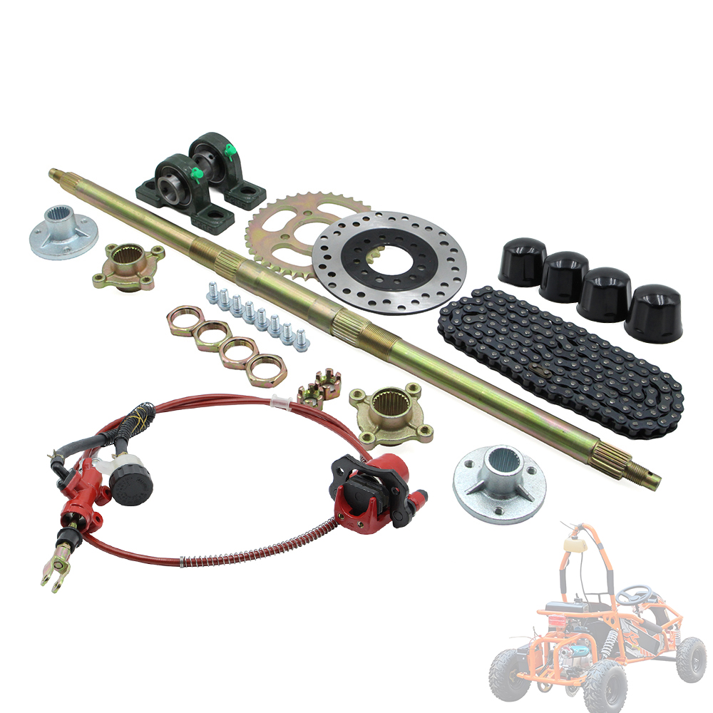 428 Chain - ゴーカート740mmリアアクスルコンプリートアセンブリ、428チェーン37Tスプロケット、油圧フットブレーキ付き、DIY ATVバギー電動クワッドバイク用