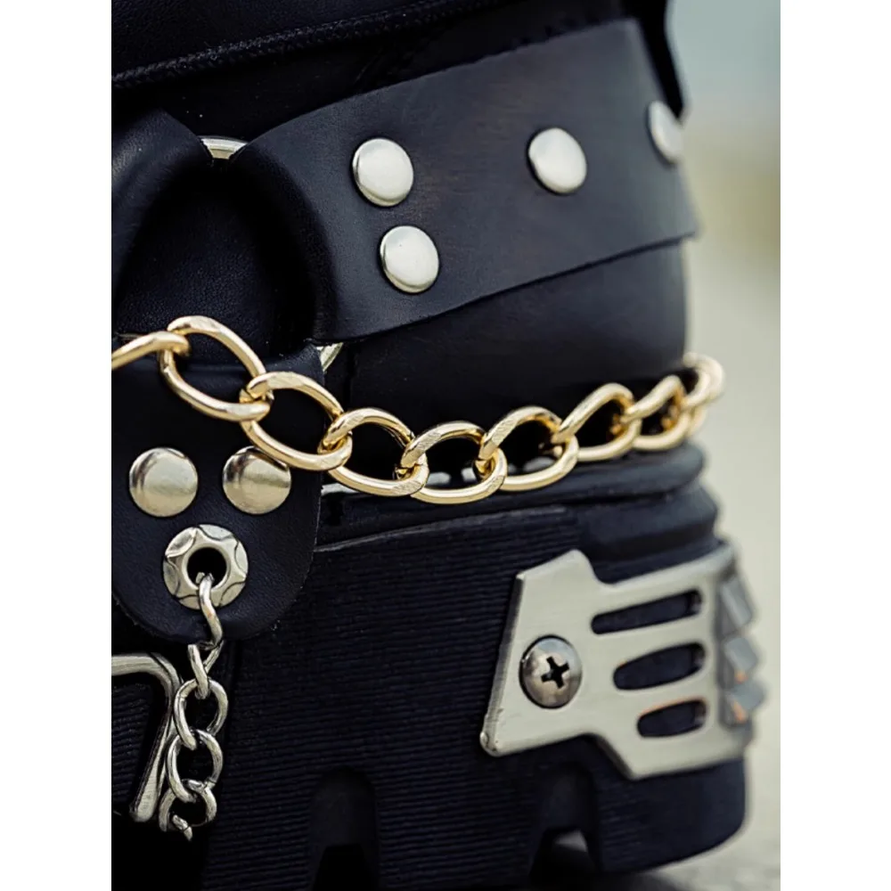 メンズファッション本革バイクブーツ、パンクゴススカルミッドカ - Motorcycle Chain のレビューと価格