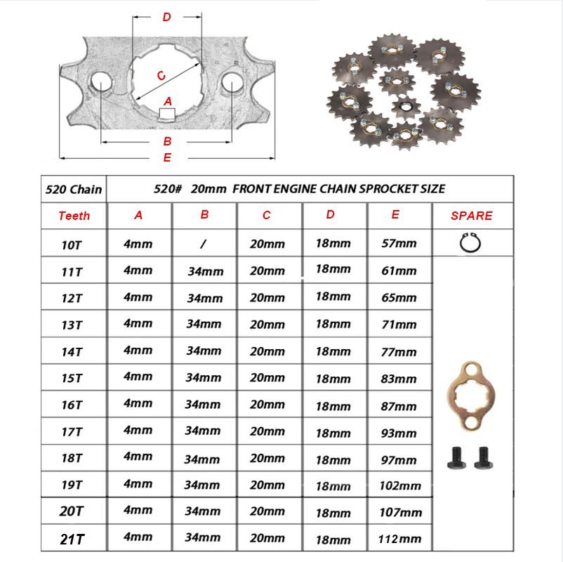 フロントエンジンチェーンスプロケット 520 #   10T - Xcm Chain のレビューと価格